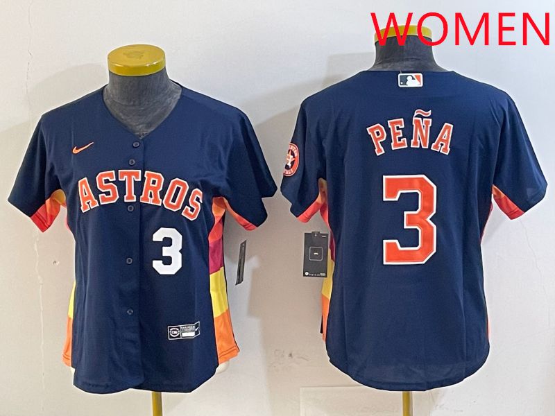 Women Houston Astros #3 Pena Blue City Edition 2025 Nike MLB Jersey style 3->women mlb jersey->Women Jersey